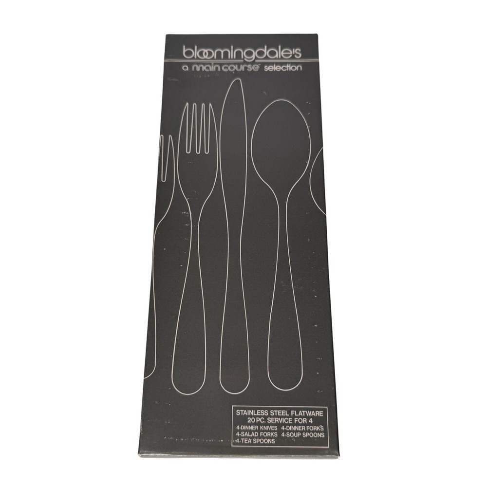 Bloomingdales Basket Weave Flatware Set 20pc 18-8 Stainless Japan Set of 4